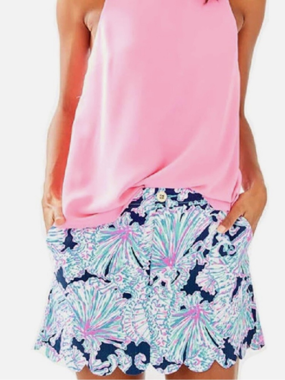 Lilly Pulitzer Colette Skort in the Deep Sea Navy Shells Bells print